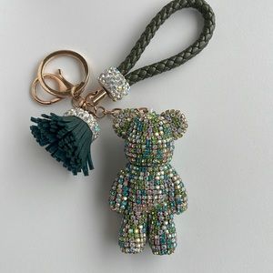 Bag chain green teddy bear